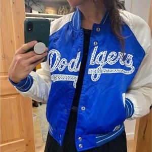 Vintage bedazzled LA dodgers bomber womens jacket